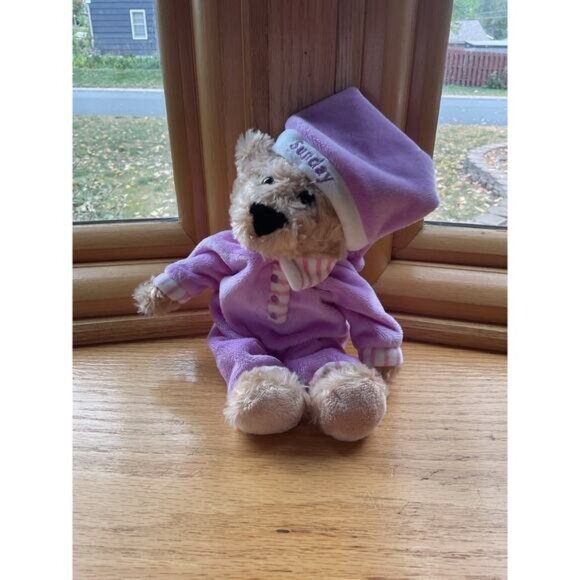 FAO Schwarz Plush Pajama Day Bears Monday Thursday Friday & Sunday 10" Set Of 4 - Picture 2 of 9